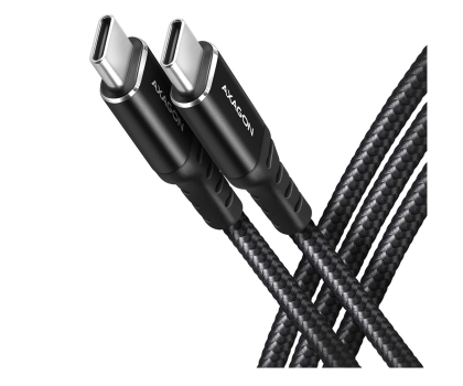 Kabel AXAGON BUCM-CM15AB Kabel USB-C - USB-C 2.0, 1.5m, PD 60W, 3A, ALU, oplot Czarny